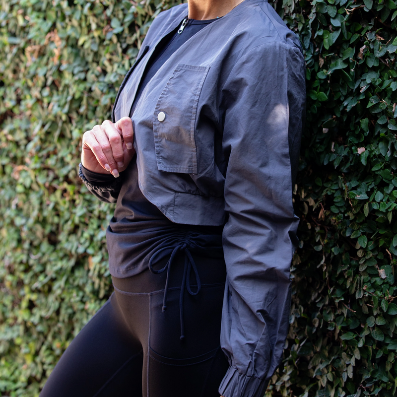 Curve Crop Jacket | Charcoal