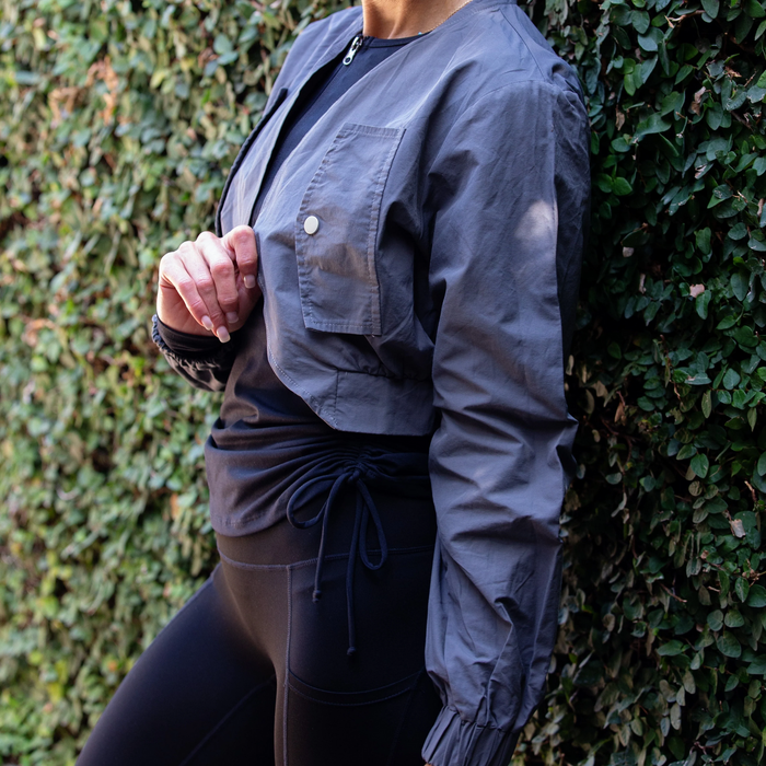 Curve Crop Jacket | Charcoal